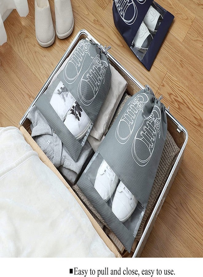 KASQUE® Transparent Window Portable Travel Dust-Proof Shoe Bags, Drawstring Dustproof, Convenient Storage, Suitable for Daily Home Storage and Travel Use (32 x 44 cm, Grey, 15) - Image 5